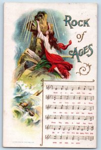 New Prague Minnesota MN Postcard Rock Of Ages Holy Cross With Girl Embossed