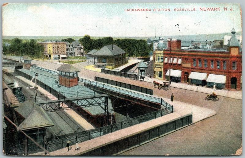 NEWARK NJ LACKAWANNA STATION ROSEVILLE 1908 ANTIQUE POSTCARD railroad railway