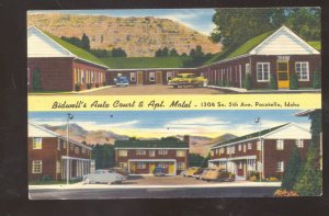 POCATELLO IDAHO BIDWELL'S AUTO COURT MOTEL VINTAGE LINEN ADVERTISING POSTCARD