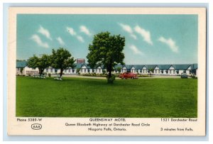 c1940's Queensway Motel, Dorchester Road Niagara Falls Ontario Canada Postcard