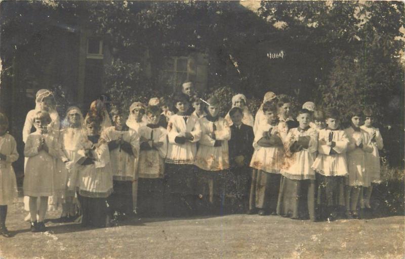 Photo postcard children communion procession