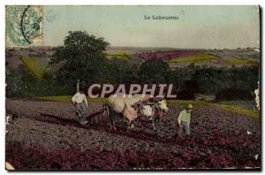 Old Postcard Folklore The laborer hitch Oxen