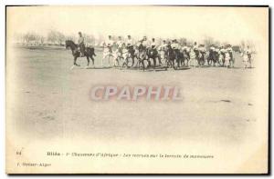Old Postcard Blida The Hunters of Africa Recruits on the Ground Maneuver Army...