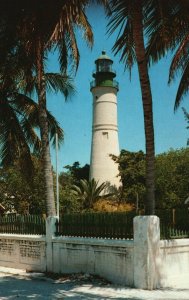 Vintage Postcard 1955 The Key West Lighthouse Key West Florida FL Coconut Palms