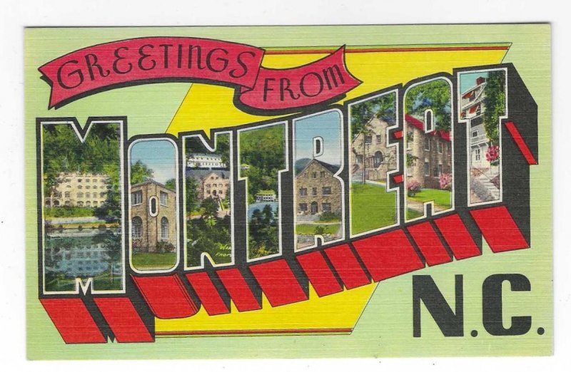 1940's Greetings from Montreat, North Carolina Large Letter Linen Postcard