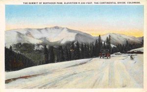 Berthoud Pass Summit Car Rocky Mountains Colorado 1920s postcard