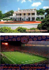 2~4X6 Postcards AL Alabama AUBURN UNIVERSITY President's Home & Football Stadium