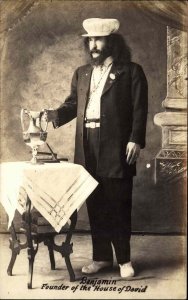 Benton Harbor MI House of David Benjamin in Studio Trophy Beard Long Hair RPPC