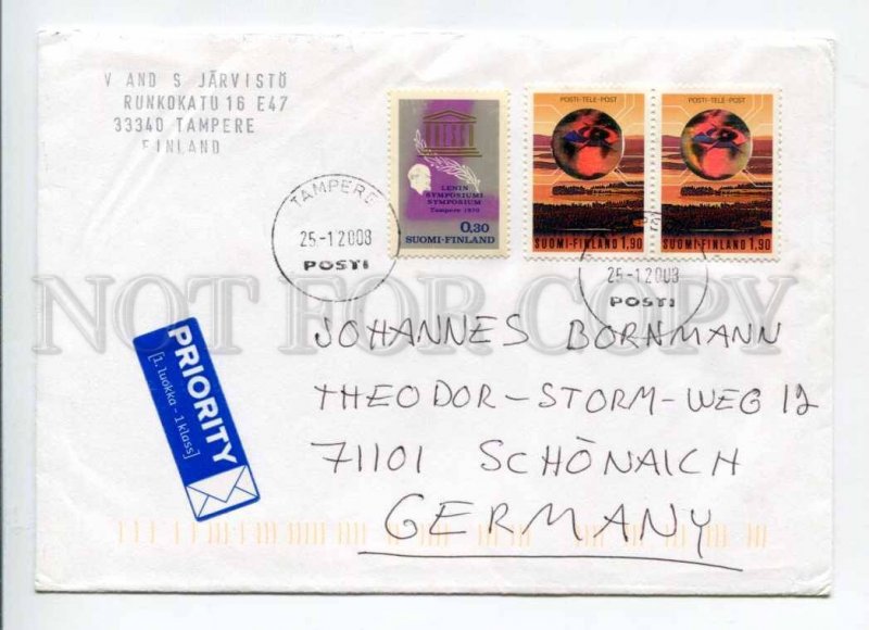 421246 FINLAND to GERMANY 2008 year real posted old COVER w/ Lenin stamp