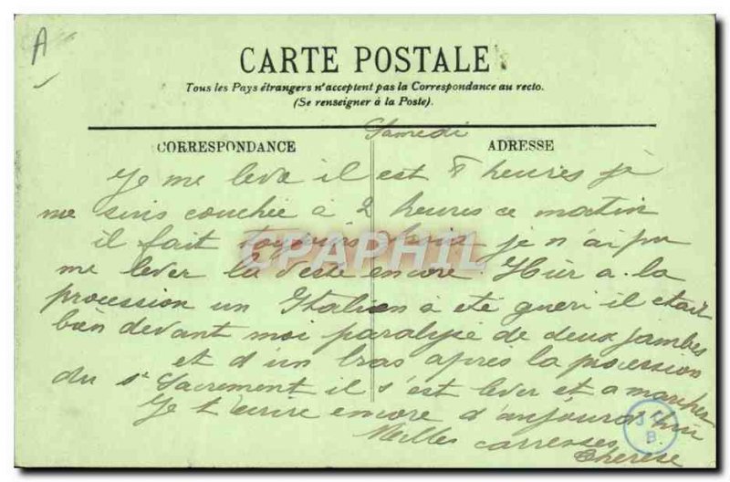 Old Postcard Lourdes A farmer steers hitch