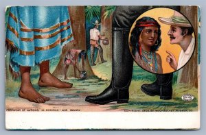 FOOTWEAR OF NATIONS BRAZIL WOONSOCKET RI RUBBER CO ADVERTISING ANTIQUE POSTCARD
