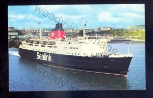 f2345 - Sealink Ferry - Hengist leaving Filkestone - postcard