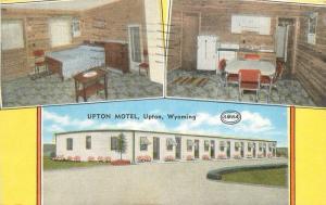 Roadside 1957 Upton Motel Wyoming Postcard Kropp interior entrance 13547