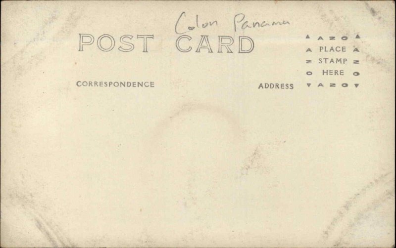 Vintage RPPC Colon Panama Naval Headquarters Atlantic Division Real Photo PC