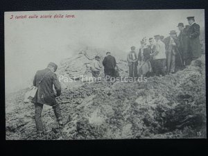 Italy Vesuvius Eruzione del Vesuvio TOURISTS ON LAVA SLOPES 1906 RARE PC