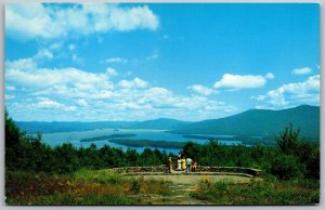 Vtg Lake George NY Panoramic View from Top of the World Terrace Postcard