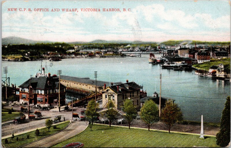 Victoria BC New CPR Office and Wharf c1907 Postcard F14