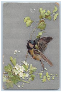 Marble Rock Iowa IA Postcard Flowers And Bird Embossed 1912 Posted Antique