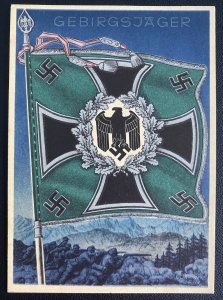 Mint WW 2 Germany Color Picture Postcard Our Wehrmacht Mountain hunters flag