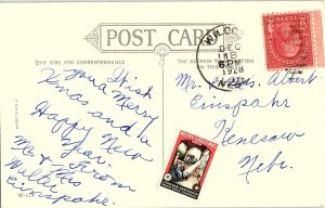 c1920 MERRY CHRISTMAS WHEAT RIDGE CO LUTHERAN SANITARIUM STICKER POSTCARD 39-275