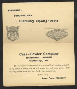 CHATTANOOGA TENNESSEE HARDWOOD LUMBER COMPANY 1907 ADVERTISING POSTCARD