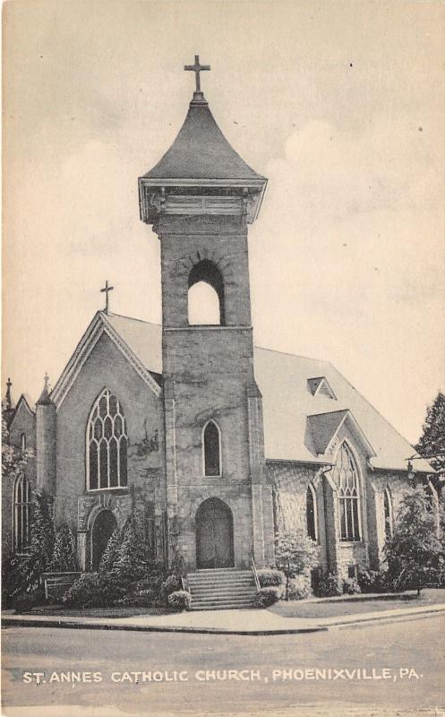 Phoenixville Pennsylvania~St Anne's Catholic Church~Bell Tower~1930s B&W Pc