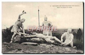 Old Postcard Calvary of Pontchateau XI Jesus is nailed to the cross