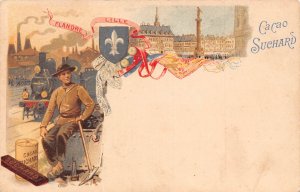 Advertising Chocolat Suchard France Lille Steam Train Worker postcard B977