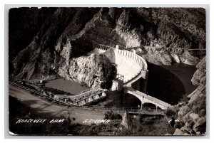 RPPC Aerial View Roosevelt Dam Near Phoenix Arizona AZ UNP Postcard Z10