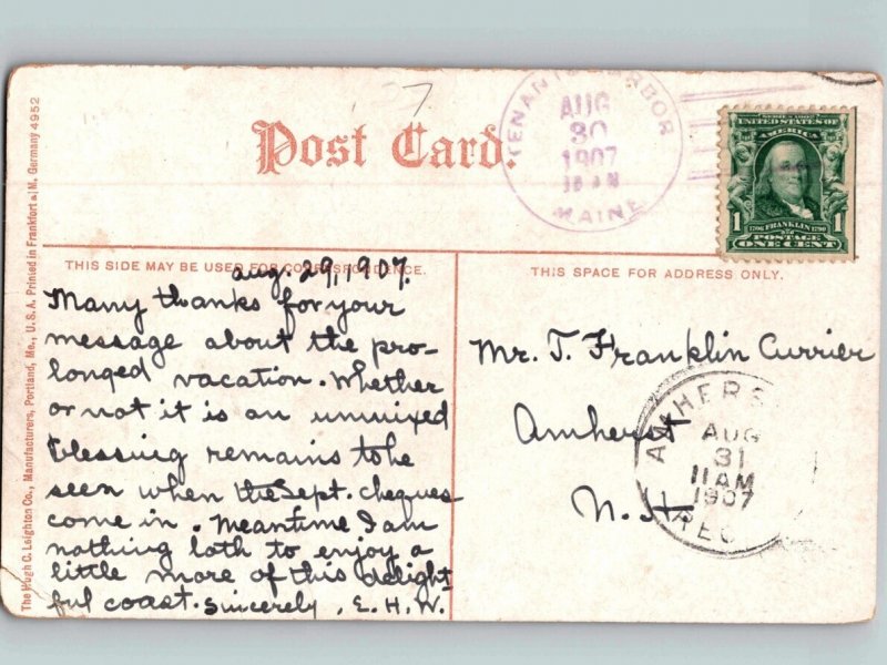 c1907 Carnegie Library Isle Au Haut Maine ME Postcard