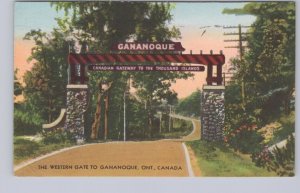 Western Gate To Gananoque, Ontario, Vintage 1956 Postcard