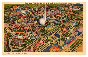 1938 Pre-New York Worlds Fair Artists Rendering, New York City, NY Postcard