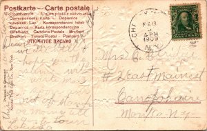 Postcard NY Cherry Valley embossed greetings roses hands 1909