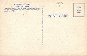 Buckman Tavern Lexington Massachusetts MA Linen Postcard VTG UNP Vintage Unused  