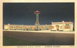1940s Wyoming Evanston Bennett's Auto Court night linen Teich Postcard 22-112343