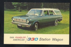 1965 RAMBLER AMERICAN 330 STATION WAGON CAR DEALER ADVERTISING POSTCARD