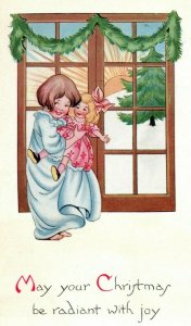 C.1910 Cute Girl Doll Christmas Postcard P66