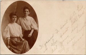 RPPC Victorian Women Milford Iowa Send Nasty Msg to Leon Spirit Lake Postcard V3 