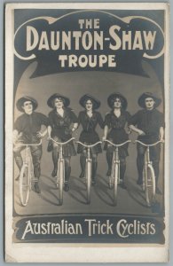 BICYCLE CIRCUS AUSTRALIAN DAUNTON-SHAW TROUPE ANTIQUE REAL PHOTO POSTCARD RPPC