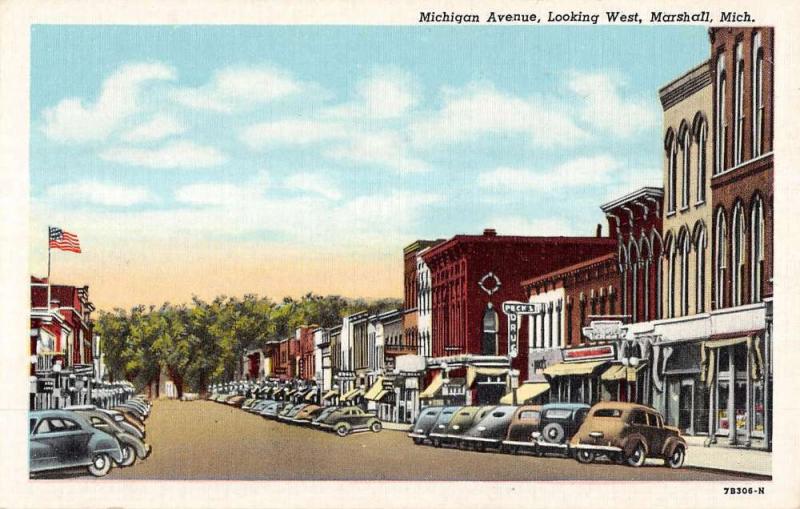 Marshall Delaware Ave Street Scene Historic Bldgs Antique Postcard K22645 