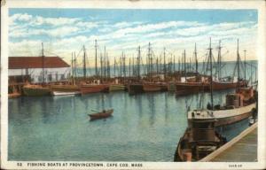 Provincetown Cape Cod MA Fsihing Boats in Harbor c1930 Postcard