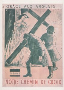 Grace Aux Anglais French WW2 Military Poster Cross Postcard