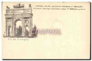 Old Postcard Roma Hotel In Corso Milano Arc de Triomphe