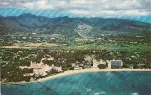 Hawaii Waikiki Aerial View Royal Hawaiian Moana and Surfrider Hotels
