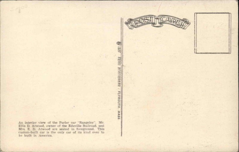Edaville Railroad Train Parlor Car Rangeley Vintage Postcard