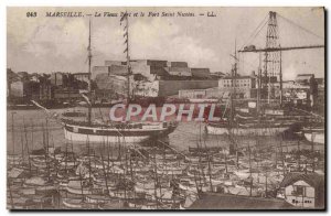 Old Postcard Marseille Vieux Port and the Fort Saint Nicolas Boats