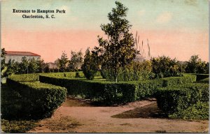 Vtg Charleston South Carolina SC Entrance to Hampton Park 1910s Postcard