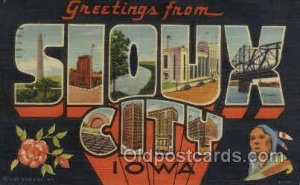 Sioux city, Iowa, USA Large Letter Towns Unused small pin hole left top corne...
