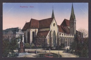 Augsburg Germany Dom cathedral square monument early 1900s vintage postcard