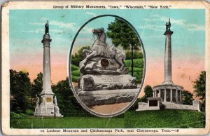 Chattanooga TN-Tennessee, Military Monuments, Antique Vintage Postcard KG7